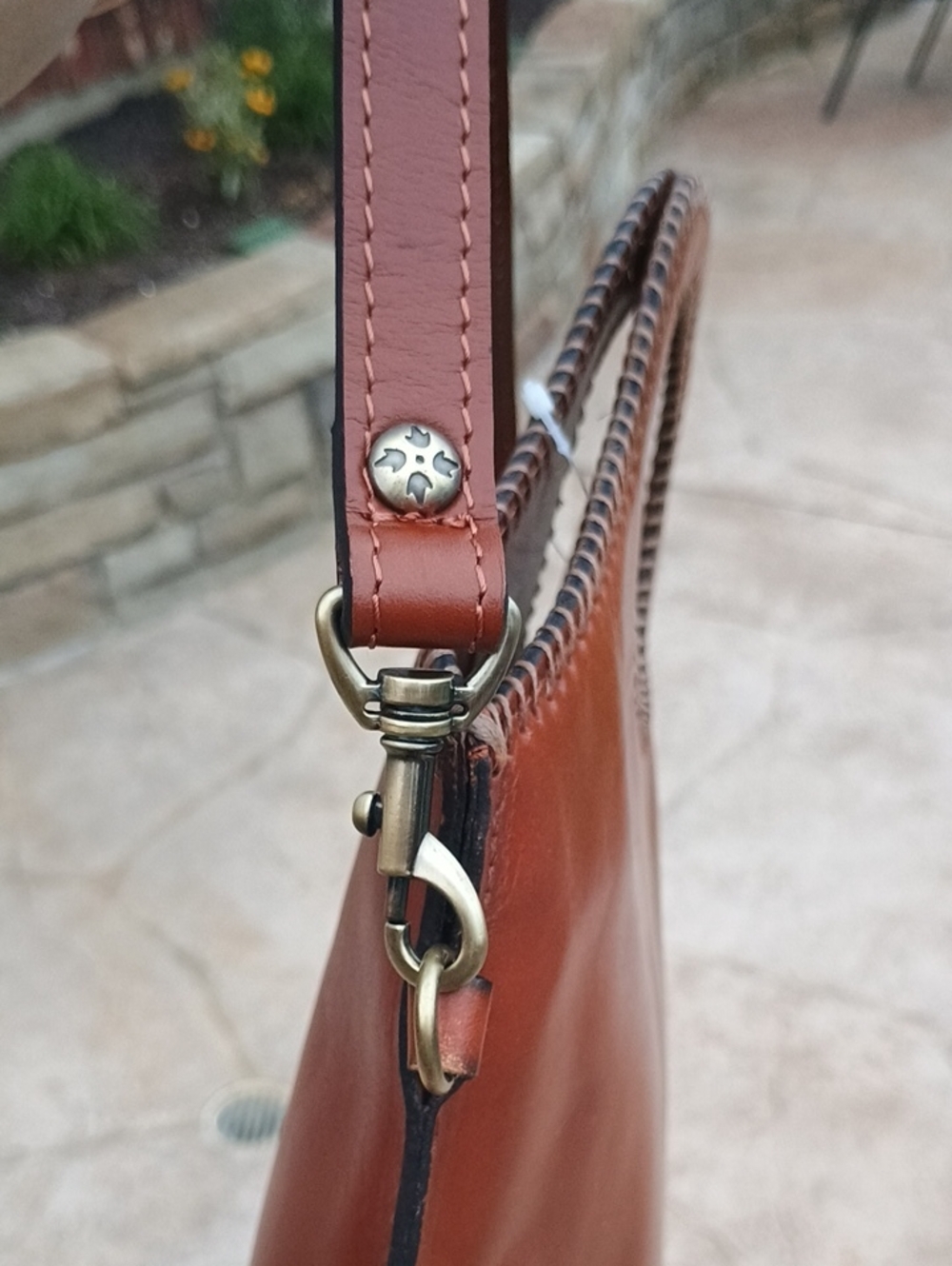 Patricia Nash Leather Moretto Hand Bag Tote Classic Tan Suede Interior Zipper - Picture 4 of 9